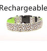 LED Dog Collar Safety Adjustable Nylon Leopard Pet Collar