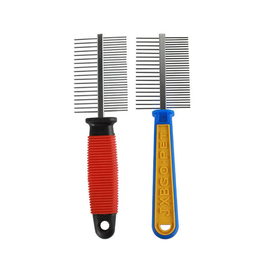 Pet Stainless-steel Needle Double-row Comb Dogs And Cats Cleaning And Beauty